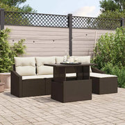 Set Divano da Giardino 6 pcs Marrone e Crema polyrattan