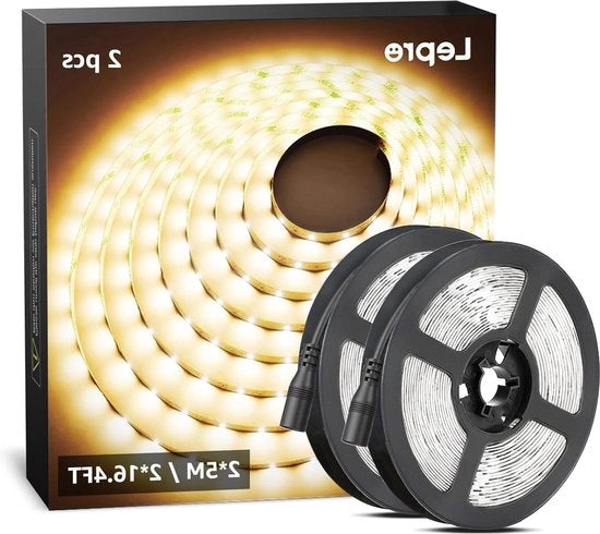 Fascia LED a LED 5m calda bianca set di due pezzi 12V per decorazione interna ed esterna.