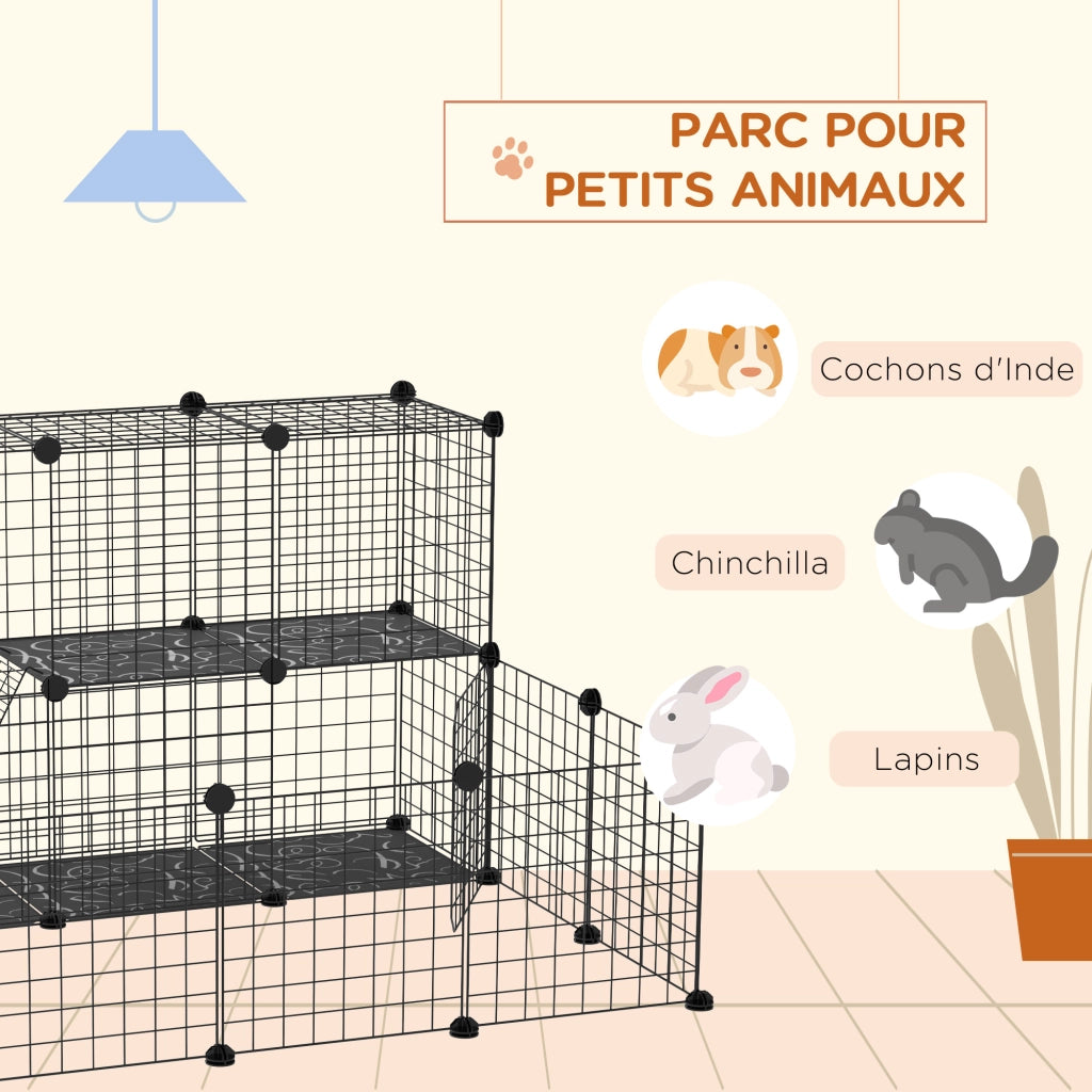 Recinto per Animali Domestici Modulabile ¨C Minimal ¨C 105x105x70 cm Nero