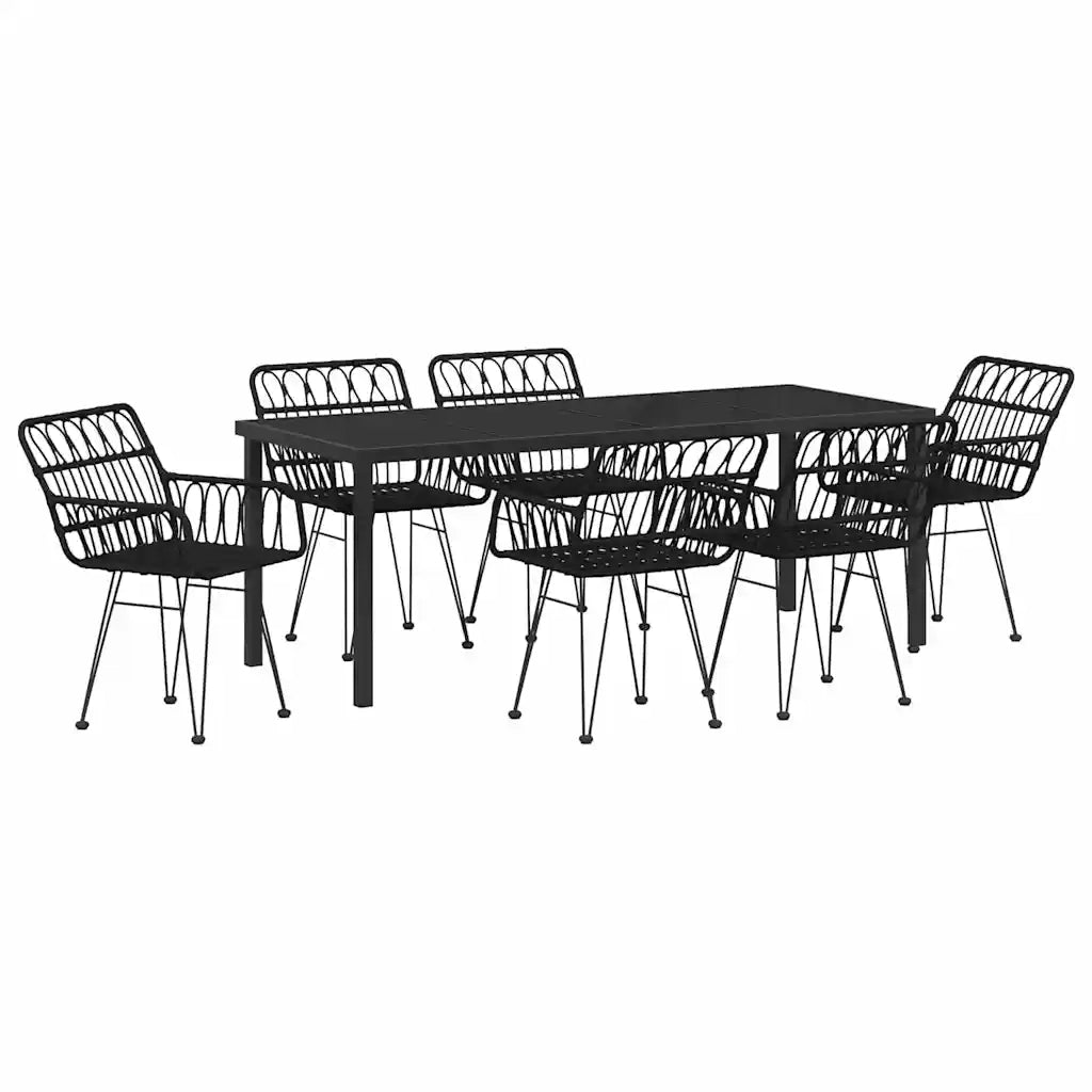 Set da Pranzo per Giardino 7 pcs Nero 3379189