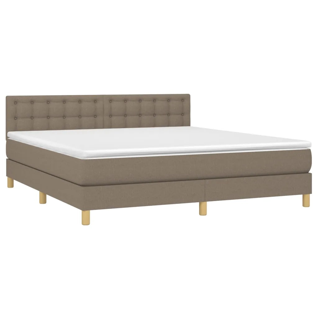 Letto a Molle con Materasso e LED Tortora 160x200 cm in Tessuto 3134049