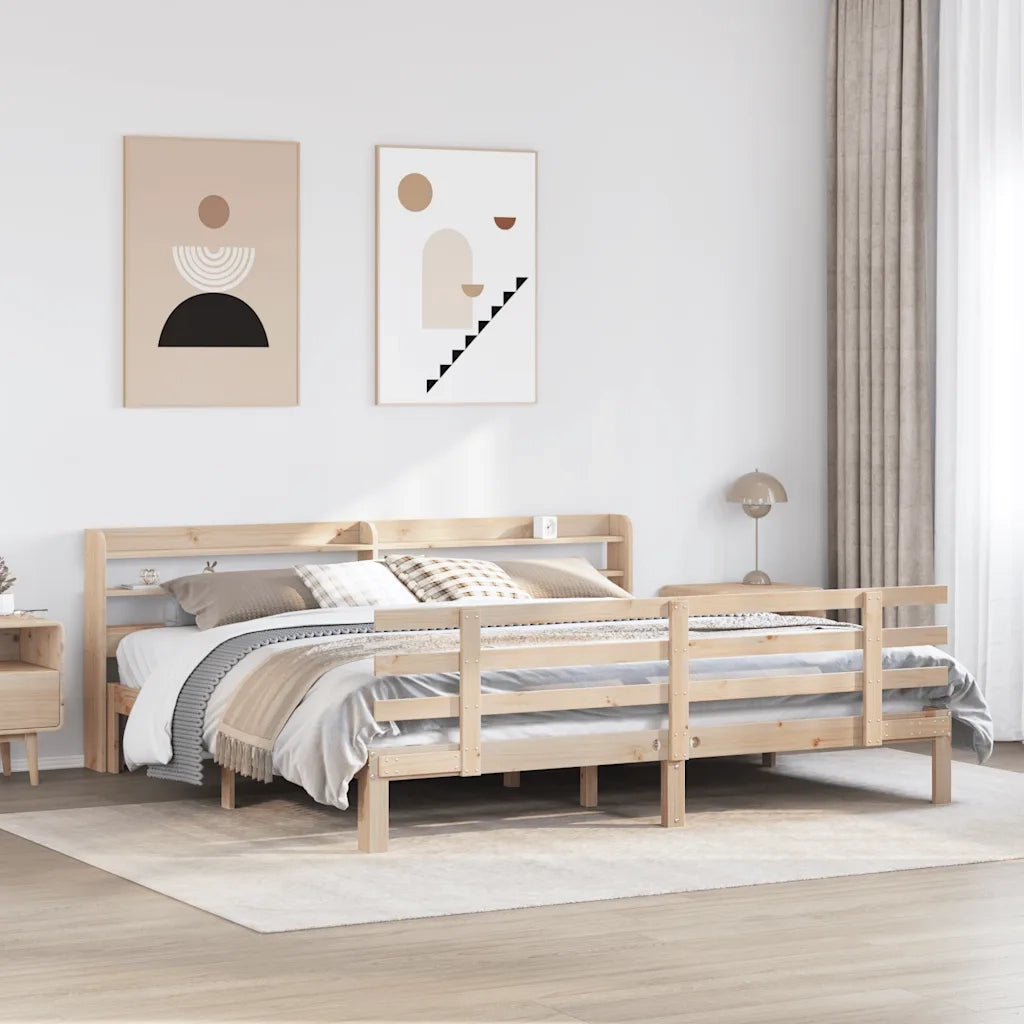 Letto matrimoniale | Letto per adulti | Giroletto con Testiera 180x200 cm Massello Pino