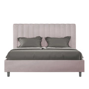 Letto 1 Piazza E Mezzo 130x190 cm con Rete e Contenitore Imbottito in Microfibra Agueda Glicine
