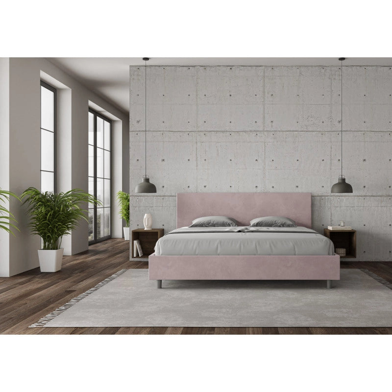 Letto imbottito Matrimoniale 200x200 cm Adele - Contenitore,Glicine,Microfibra