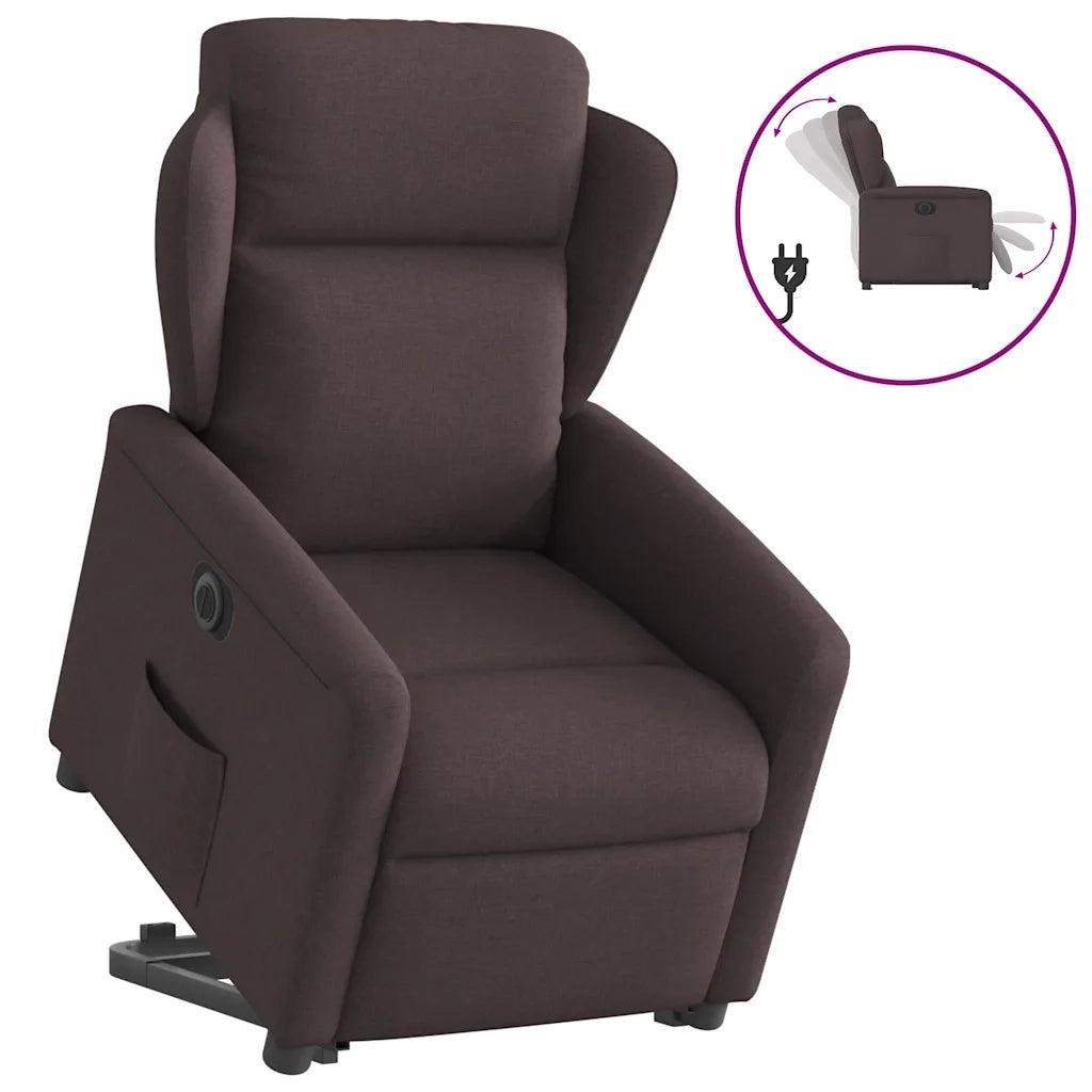 Poltrona Alzapersona Reclinante Elettrica Marrone Scuro Tessuto 3303159