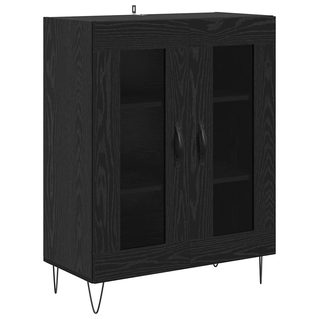 Credenza | Madia | Buffet da pranzo | Armadio da pranzo Rovere Nero 69,5 x 34 x 180 cm Legno multistrato