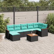 Set Divani da Giardino 8 pz con Cuscini Nero in Polyrattan 3226197