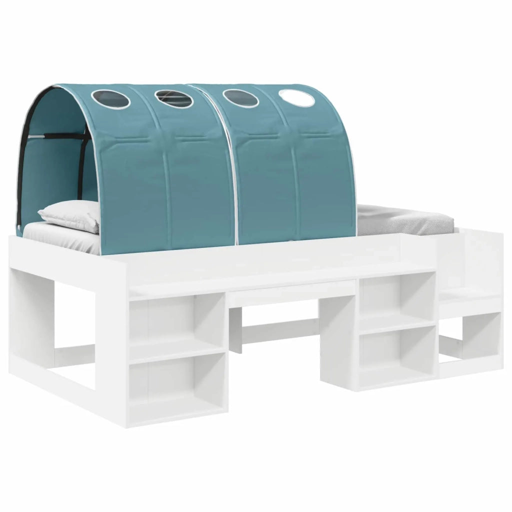 Letto singolo | Letto per adulti | Letto con Tunnel 3 pcs Bianco e azzurro Legno ingegnerizzato
