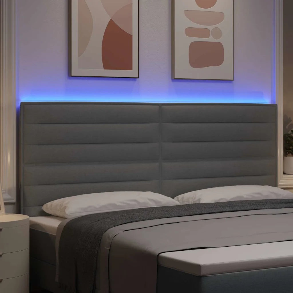 Testiera | Testata LED con strisce LED Grigio chiaro 200 cm Tessuto