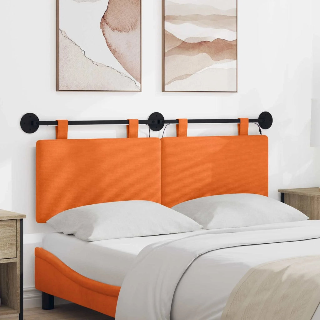 Testiera | Testata sospesa Con luce LED Arancione Tessuto in Cords