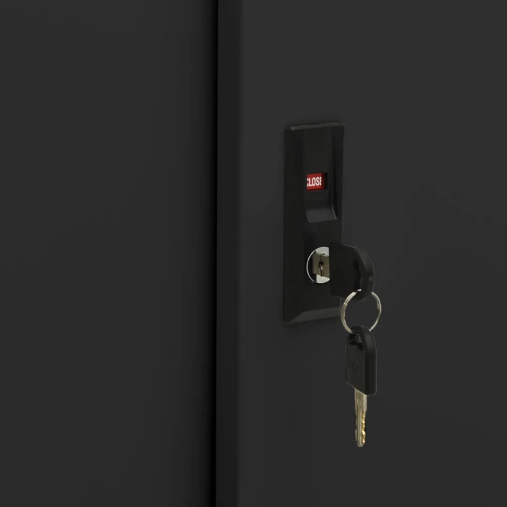 Armadio per Ufficio Anta Scorrevole Nero 90x40x90cm Acciaio 335952