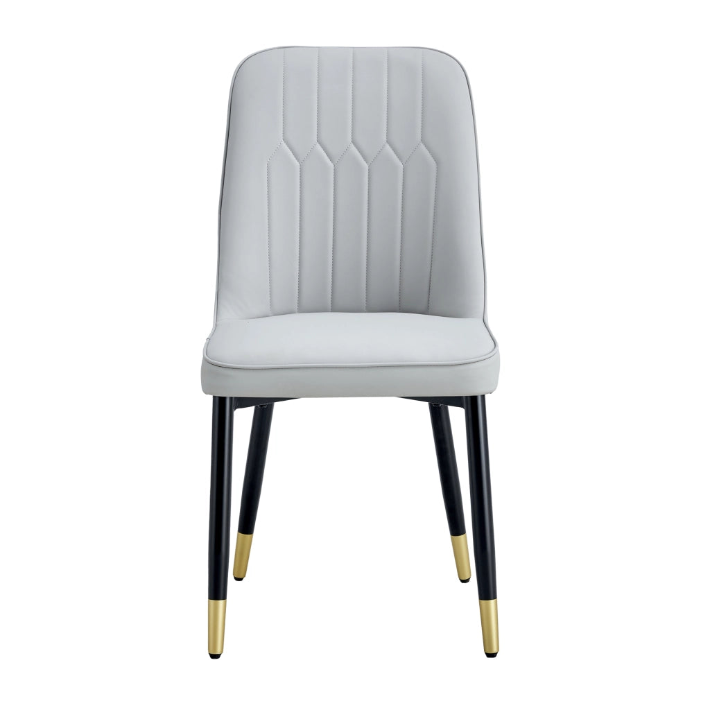 Sedie da pranzo in PU grigio chiaro con gambe in metallo nero HOMVRA