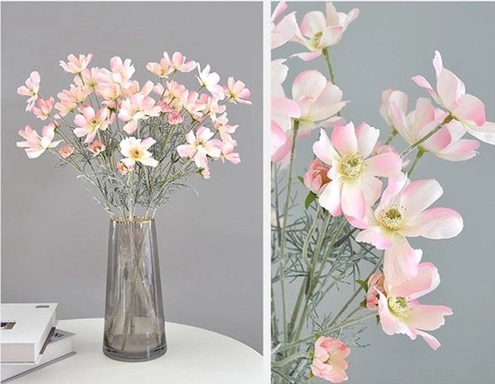 Nepfiori artificiali da 4 pezzi - Boquetto in seta - Decorazione per matrimonio - Centro tavola - Senza manutenzione 60 cm alto - Fiori artificiali