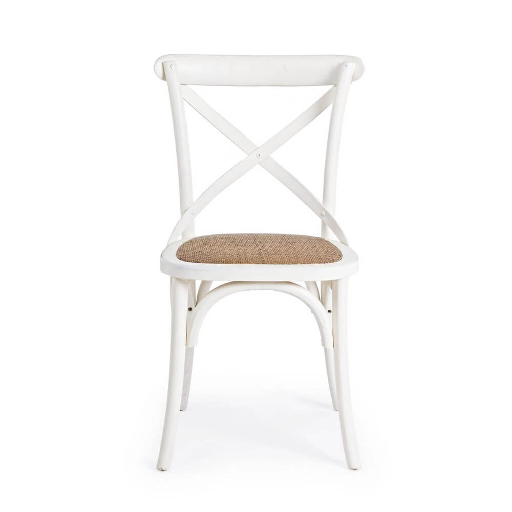 Sedia in Legno di Olmo con Seduta in Rattan Naturale - CROSS