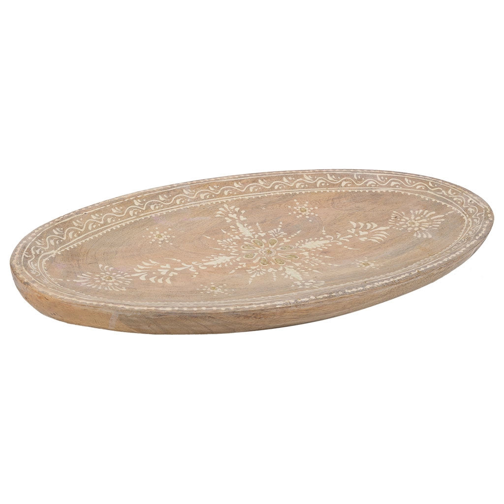 Centrotavola in legno dipinto a mano marrone 35,5x20x2,5h