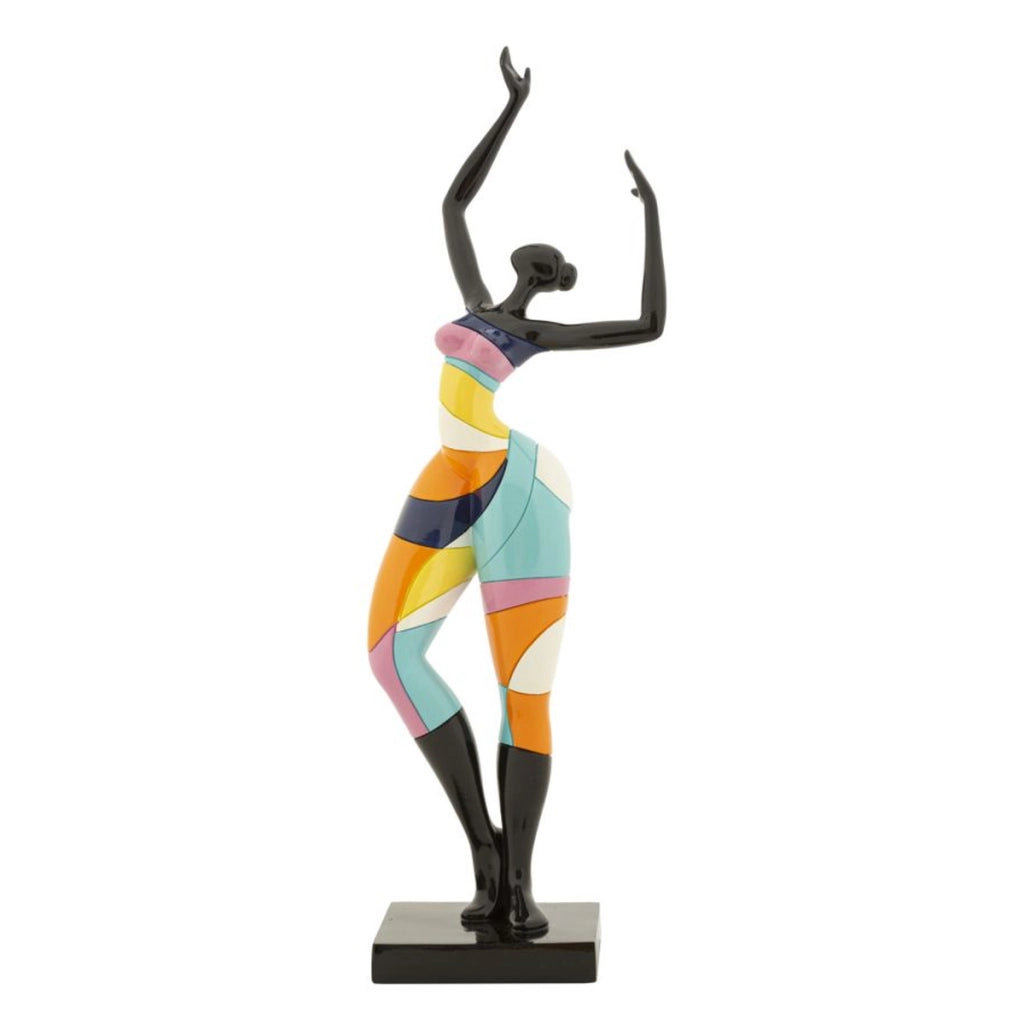 Scultura Donnina Dance Rubic A in resina multicolore