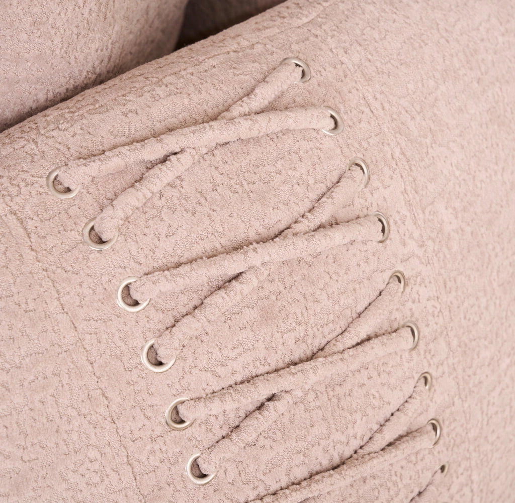 Divano modulare moderno 2 posti in tessuto Chenille beige Apricot, senza montaggio, ideale per piccoli spazi