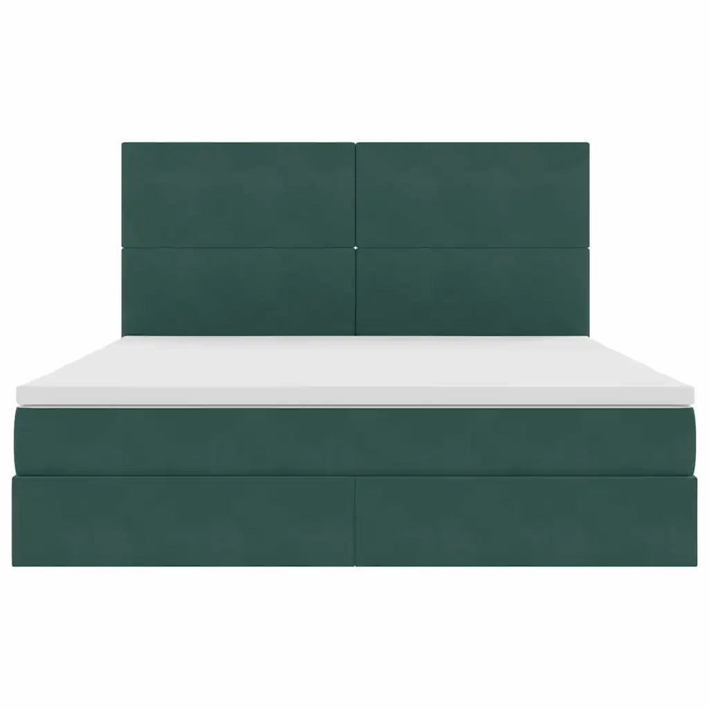 Letto con contenitore e LED Verde Scuro 160 x 200 cm Velluto 3372618