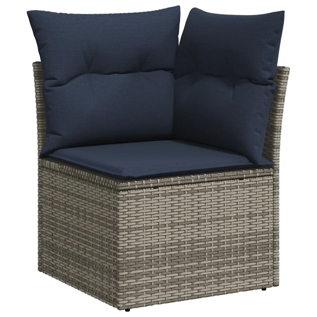 Set Divani da Giardino 10 pz con Cuscini Grigio in Polyrattan 3225151