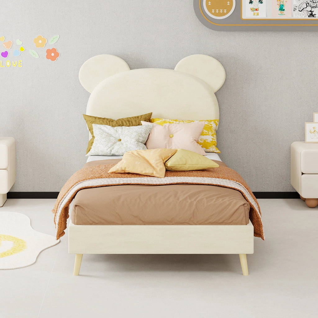 Letto contenitore 90 × 200 cm con testiera imbottita a forma di cartone beige e vano con sollevamento pneumatico