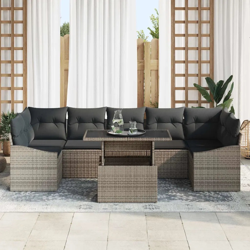Set Divano da Giardino con cuscino 8 pcs Grigio polyrattan 3357692