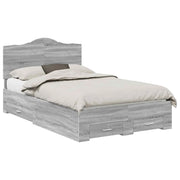 Letto matrimoniale | Letto per adulti | Struttura del letto con testiera Grigio Sonoma 120 x 200 cm