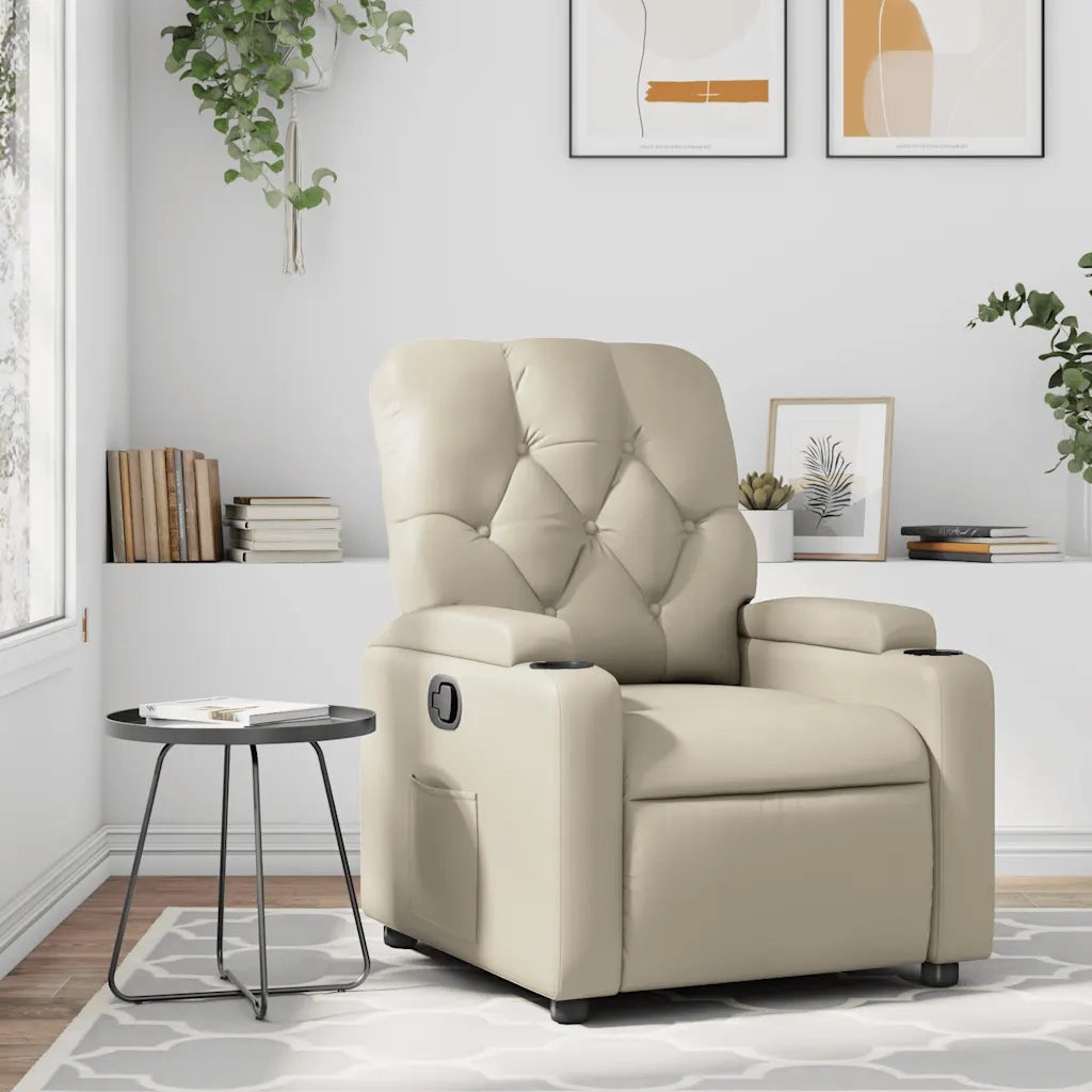 Poltrona | Sedia Relax Reclinabile Crema in Similpelle