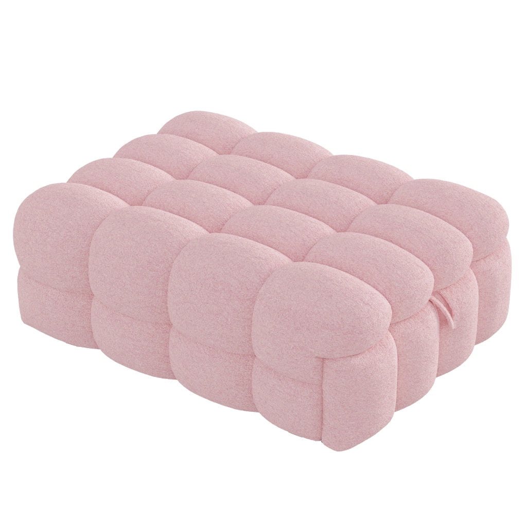 Pouf letto 2 in 1 183x76 cm rosa in tessuto Teddy, divano letto singolo