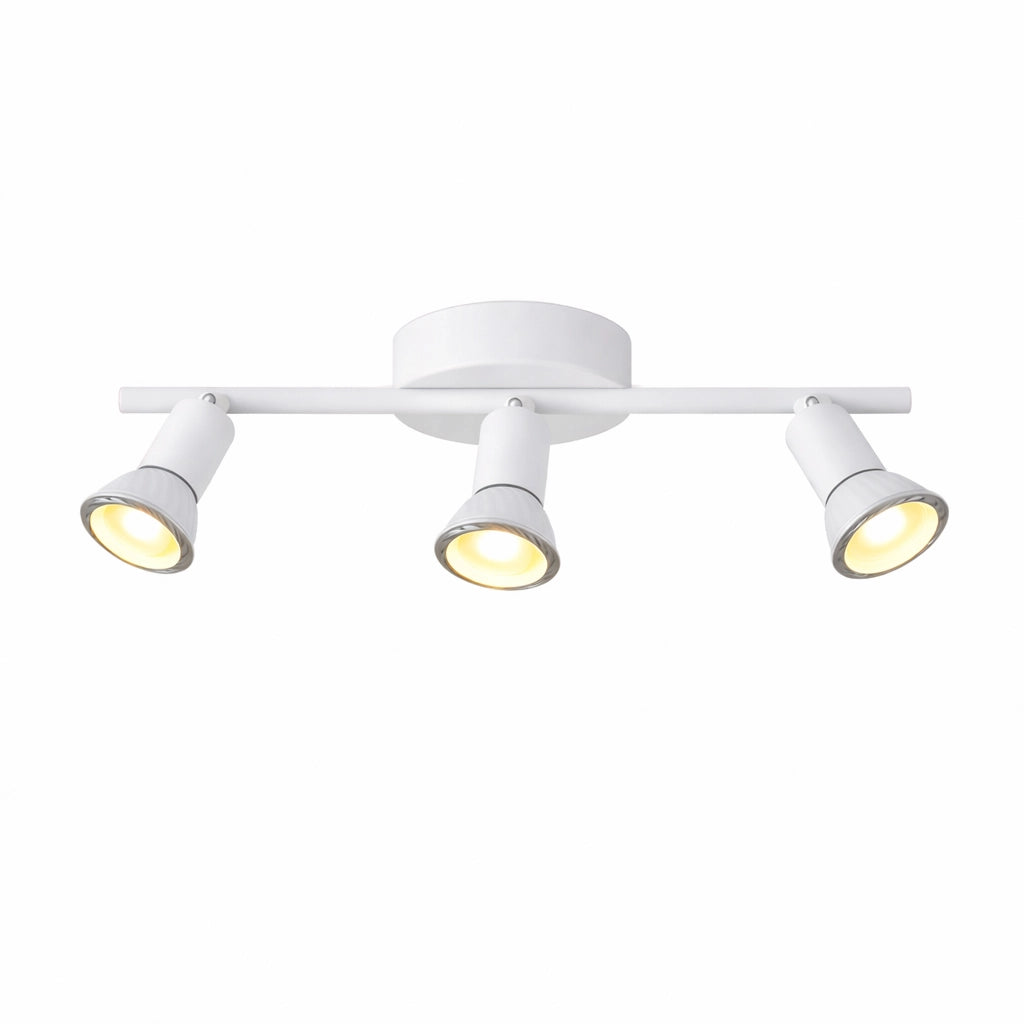 Faretto Soffitto 3 Luci GU10 Orientabili in Metallo, Plafoniera Spot Direzionabili, Lampada da Soffitto Moderna per Corridoio Cucina Soggiorno, Bianco, Lampadine Non Incluse