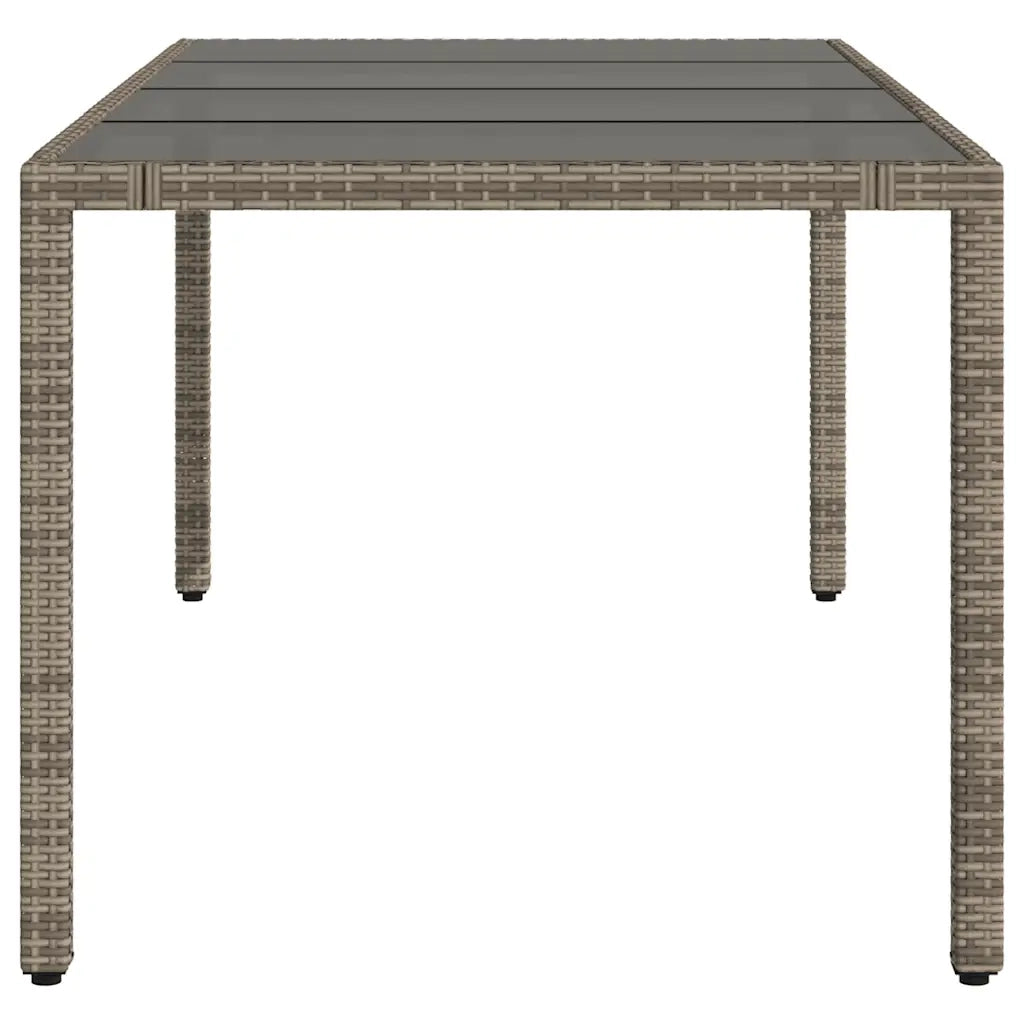 Tavolo da Giardino Piano in Vetro Grigio 190x90x75cm Polyrattan 365594