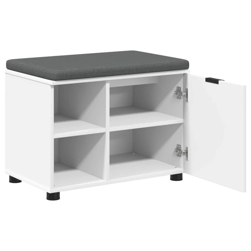 Panca per ingresso con cuscino con porta Bianco 60 x 38 x 46 cm