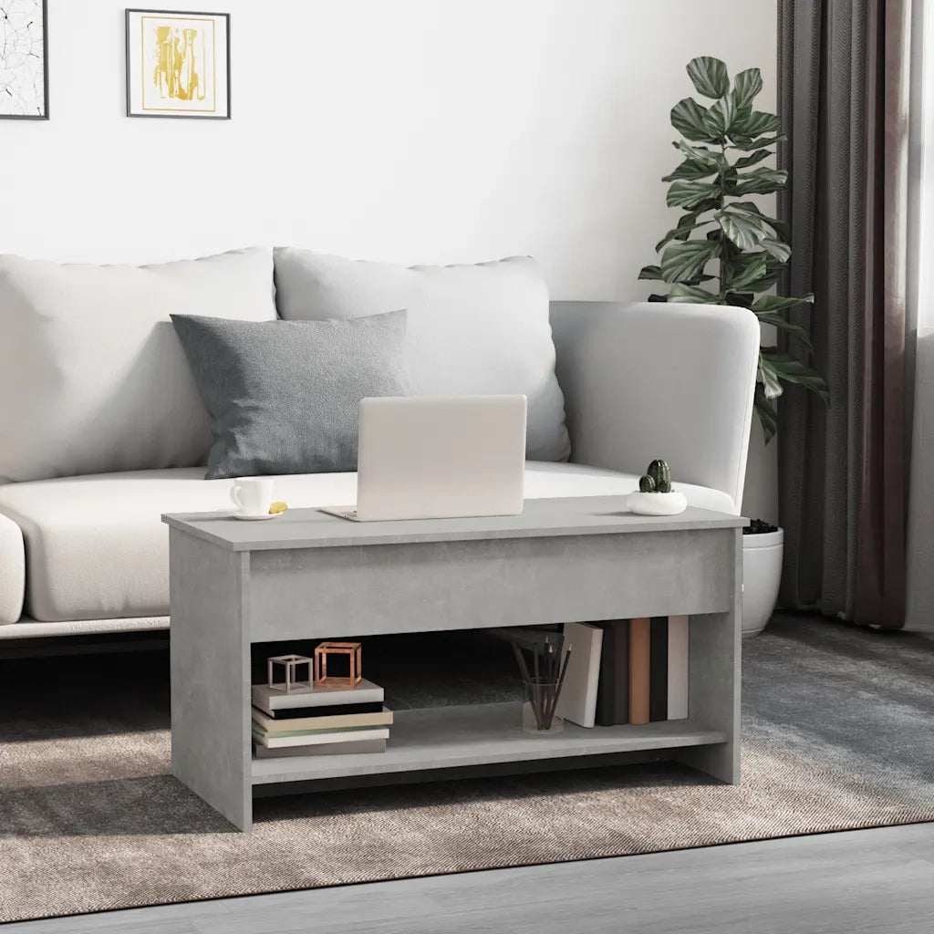 Tavolino Salotto Grigio Cemento 102x50x52,5cm Legno Multistrato 809651