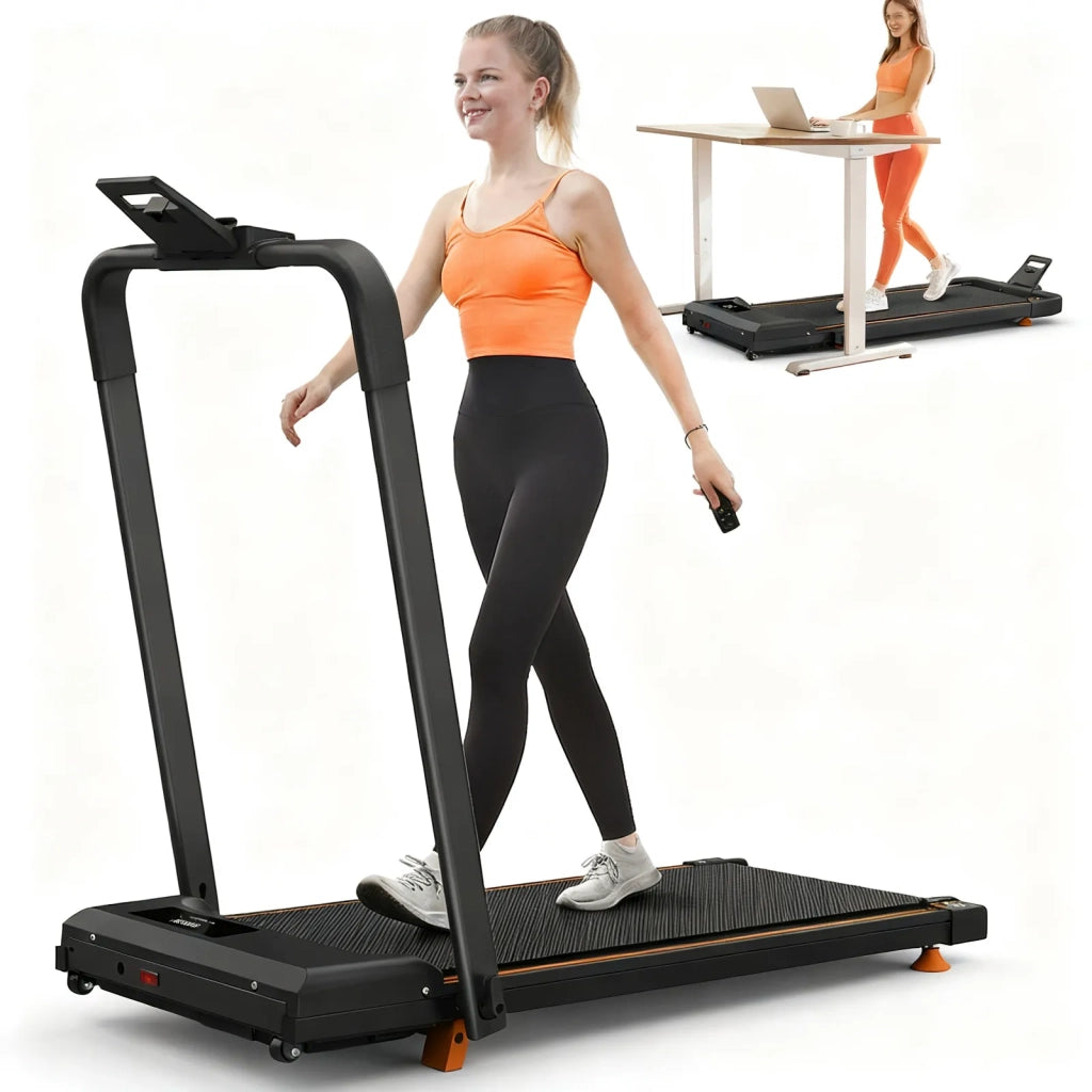 Tapis Roulant da Scrivania Compatto 2-in-1 per Camminare, Correre e Jogging, Portatile con Inclinazione, Capacità 120 kg, con App