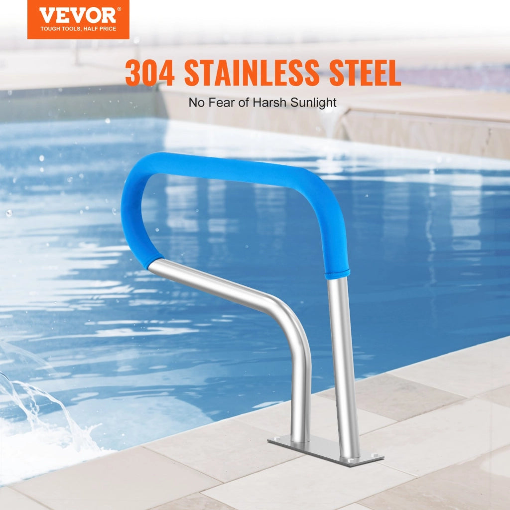 Corrimano per Piscina B-3223 in Acciaio Inossidabile 805 x 585 mm Ringhiera di Sicurezza con Piastra di Base e Copertura