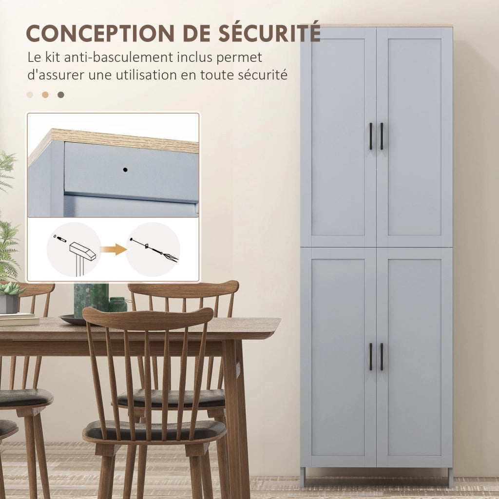 Armadio da Cucina con 4 Porte e Ripiani ¨C Minimal ¨C Grigio 170 cm