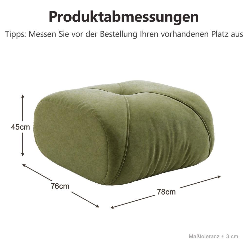 Pouf modulare in ciniglia verde con imbottitura 32D