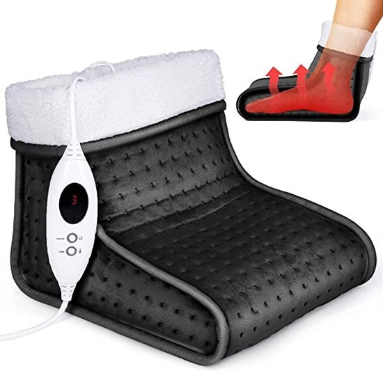 Caldastra per piedi - riscaldamento elettrico per piedi con funzione di massaggio, calore e relax per piedi stanchi con rivestimento di peluche morbido