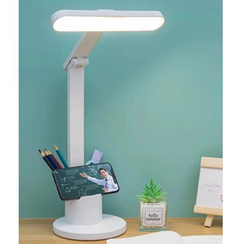Trade Shop - Lampada Da Scrivania A Led Ricaricabile Usb Touch Con Supporto Per Telefono Penna Le-335 -