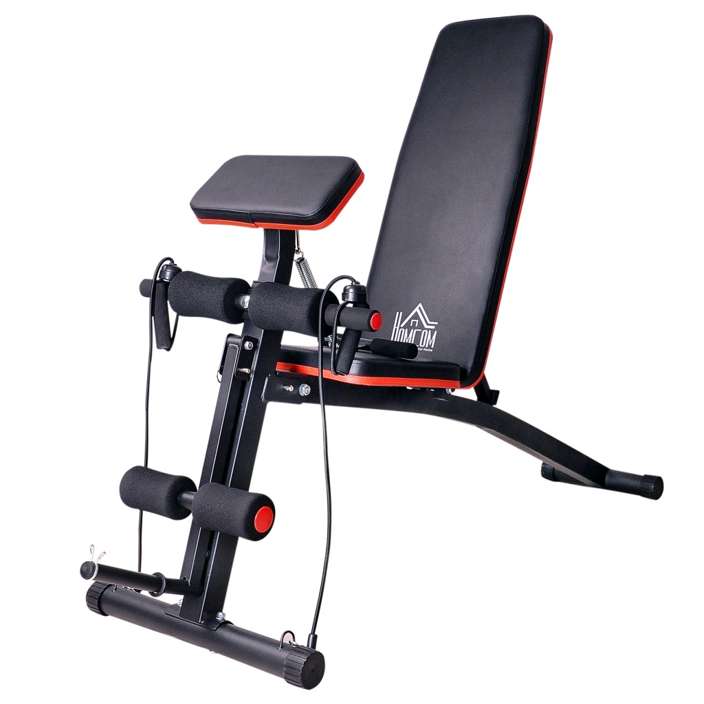 Panca multifunzione per allenamento con pesi e sistema di estensione a molla, portata fino a 120 kg, colore nero, dimensioni 54 x 160 x 106 cm.