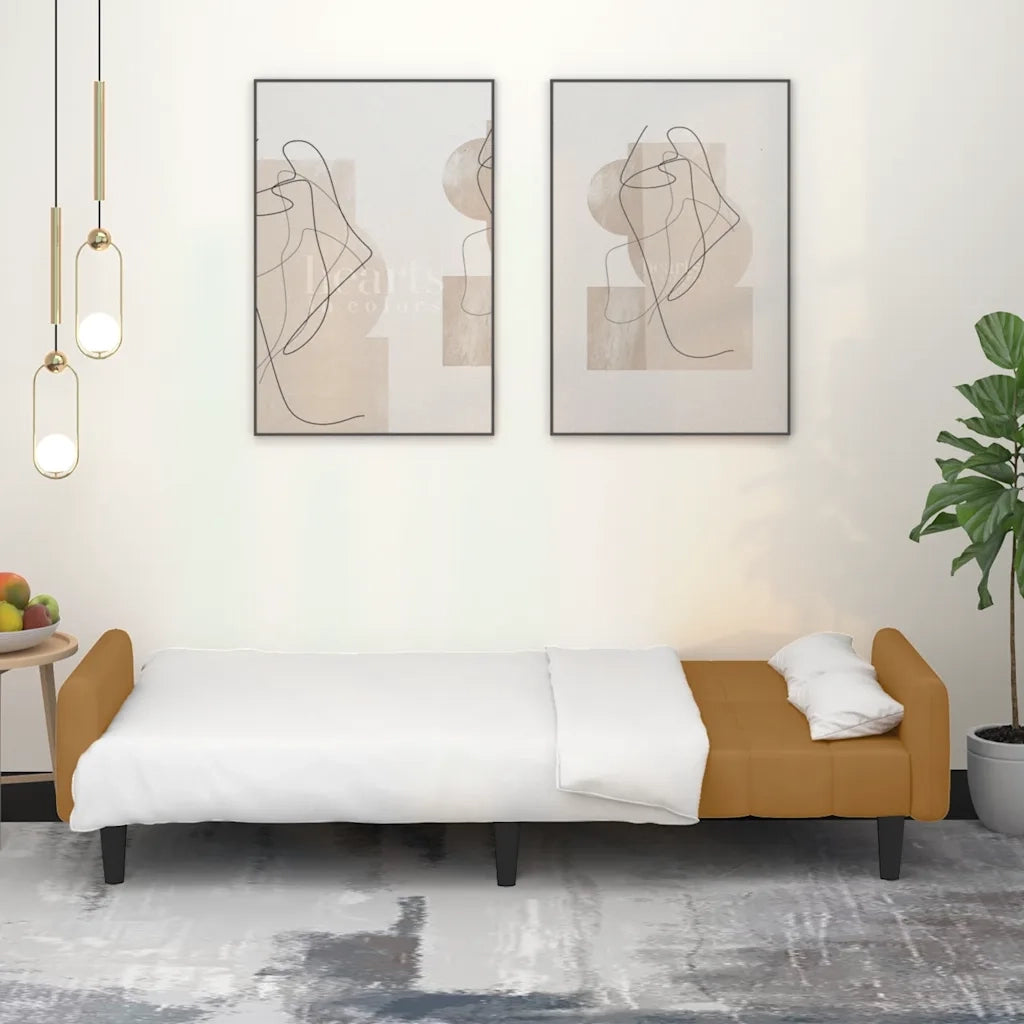 Divano letto | Sof¨¤ letto | Letto singolo a 2 Posti Marrone in Velluto
