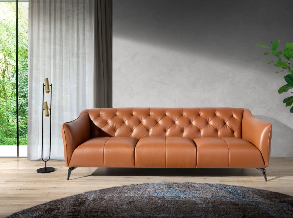 Divano Chester a 3 posti in pelle marrone