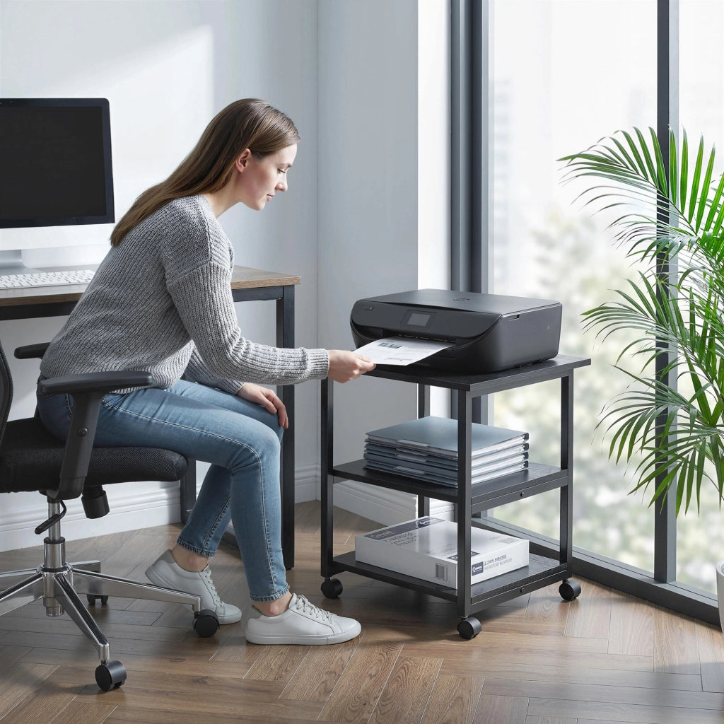 Carrello porta stampante con 3 ripiani e ruote ¨C Xylo ¨C 50x50x52,5 cm