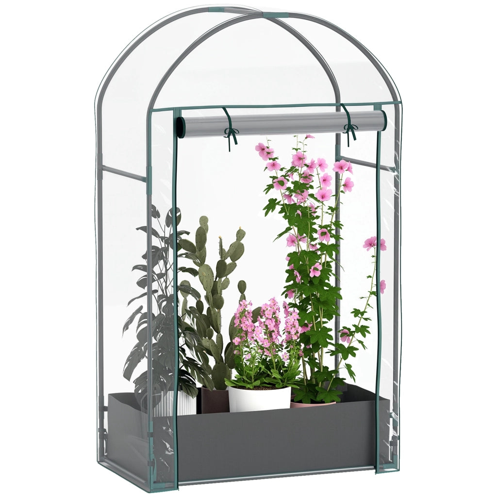 Serra a Parete per Piante con Sacco e Porta Avvolgibile, Struttura in Acciaio e Plastica PE Trasparente, per Giardino e Balcone, 89x50x152 cm