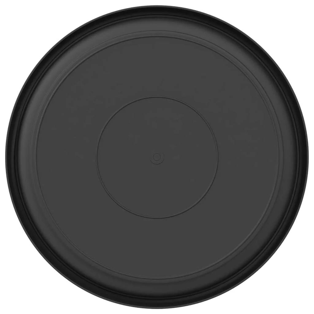 Set di 6 vassoi rotondi per fiori 27 x 27 x 2,5 cm per uso interno ed esterno design moderno plastica nera 02_0059345