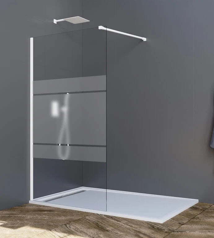 Parete doccia fissa Screen 8 mm 120 cm (116,5-118,0 cm) bianco, vetro satinato Frost