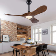 VENTILATORE DA SOFFITTO con Luce LED 107 cm Legno Massello Noce Nero
