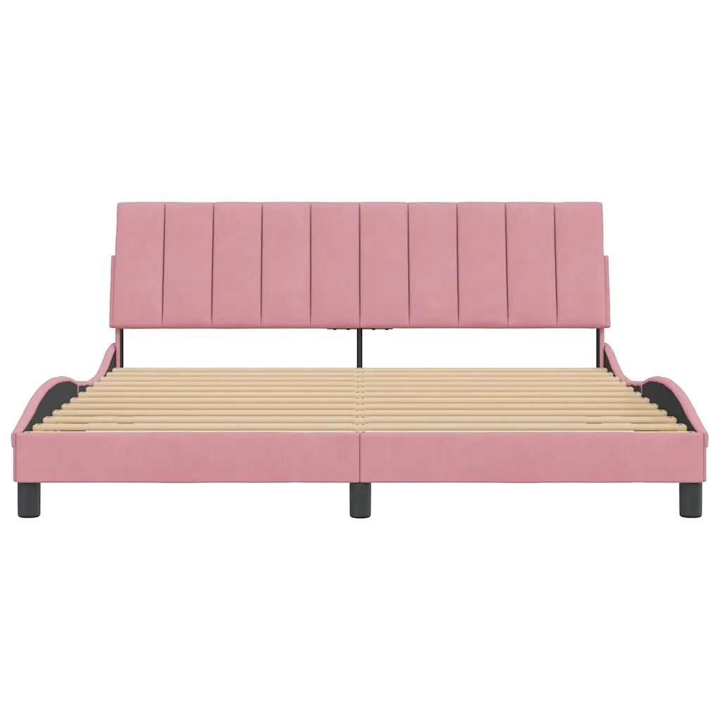 Giroletto senza Materasso-Struttura Letto Hanko Rosa 180x200 cm in Velluto