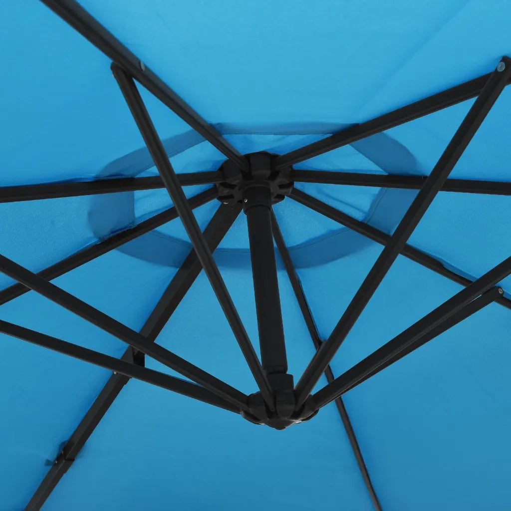 Ombrellone a Parete con LED Blu Mare 290 cm 362894