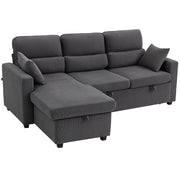 Divano letto angolare in velluto con contenitore e cuscini ¨C Minimal ¨C Grigio 205x135x76 cm