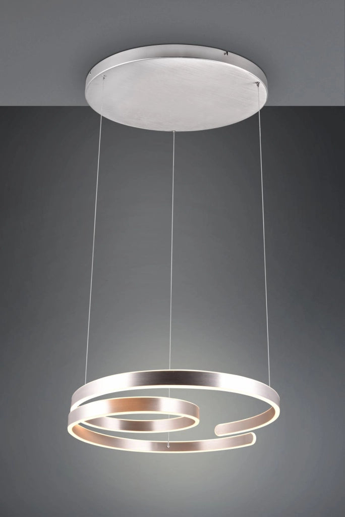 MARNIE SOSPENSIONE LED 68W 8000lm, 3000K  METALLO ALLUMINIO A SPIRALE DIMMERABILE CON INTERRUTTORE D. 65CM